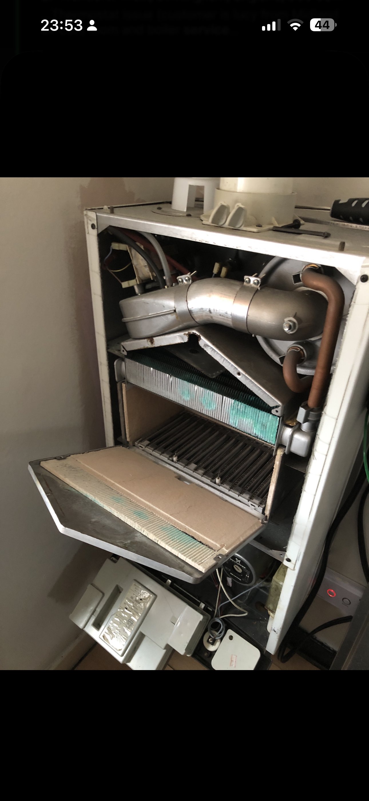 Boiler being cleaned during annual service